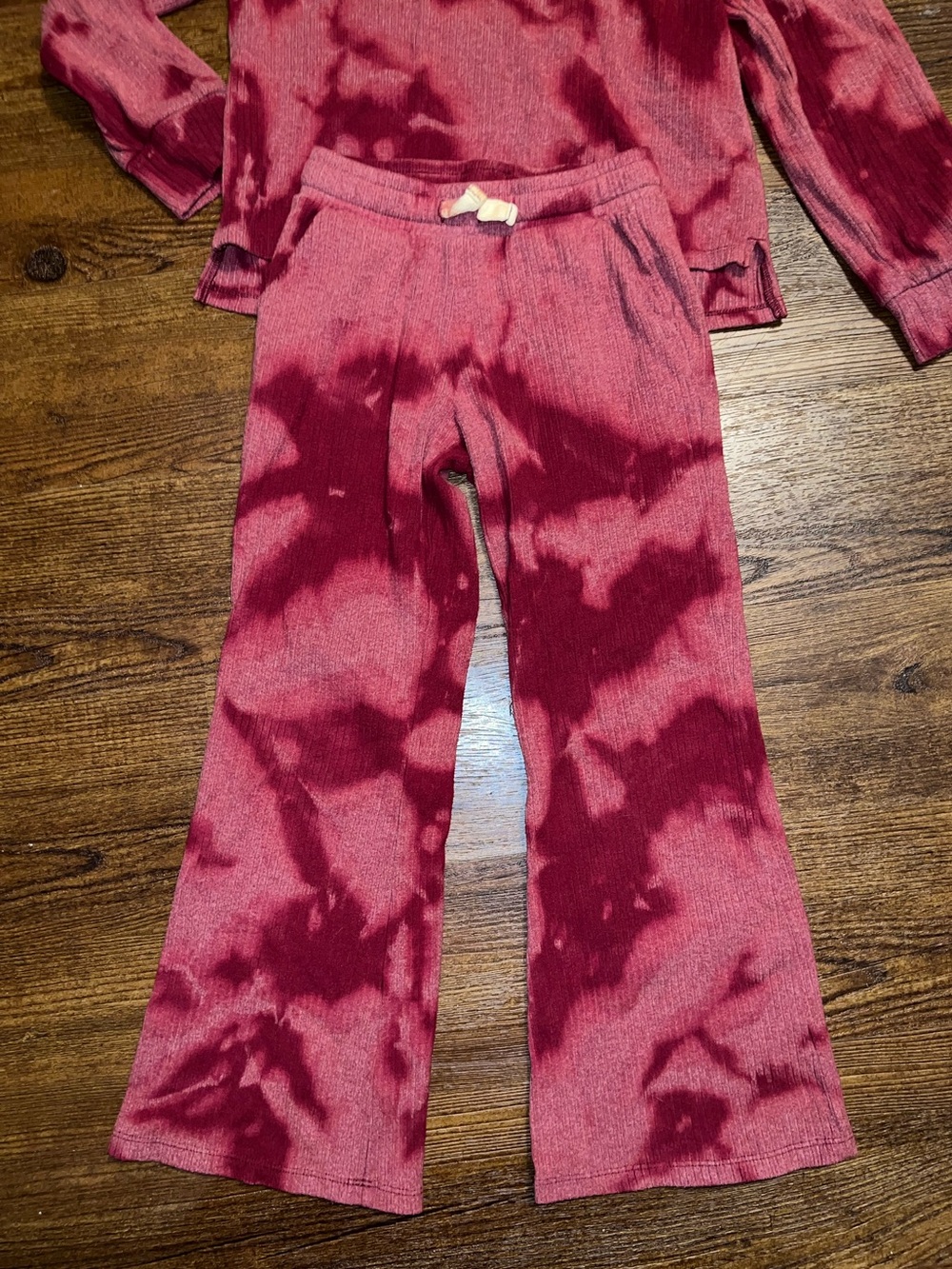Cat & Jack Burgundy Tie Dye Ribbed Hoodie & Flare Pants Set Size M/L - Picture 2 of 7